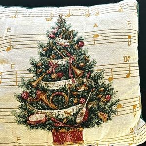 Old-fashioned Christmas tree pillow, and great condition. 16 in.X 16 inches